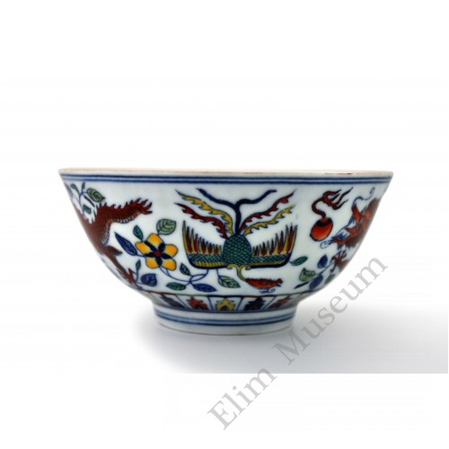 1497 A Doucai phoenix & dragon patter bowl